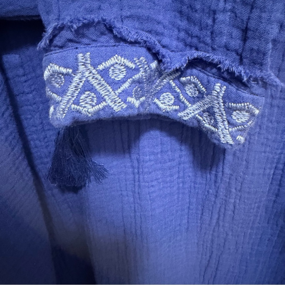Johnny Was Calme GHENAR V-NECK DRESS Blue Size Small - Picture 6 of 7